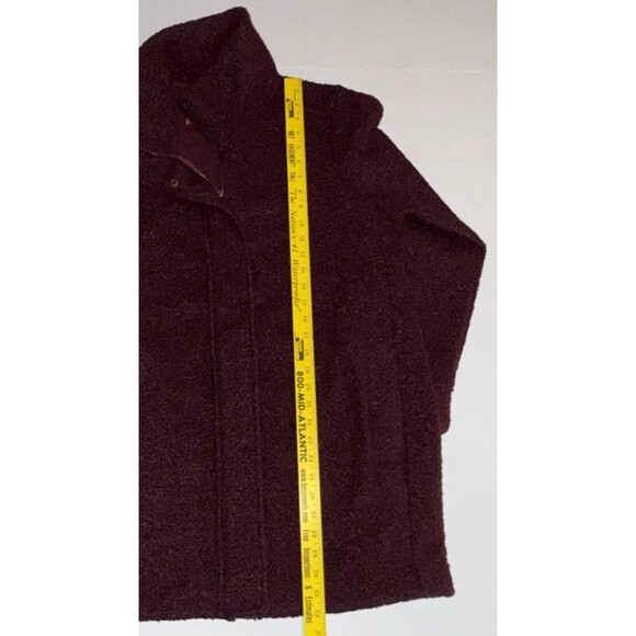 NEW Lands End Large Women Boucle Fleece Coat Jacket Burgundy NWT 14-16 - Picture 10 of 12